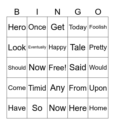 Vocab Bingo Card