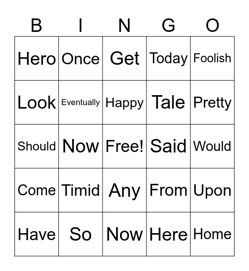 Vocab Bingo Card