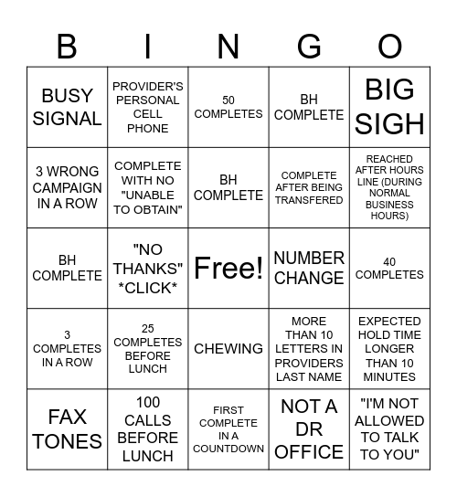 WELLCARE BINGO Card