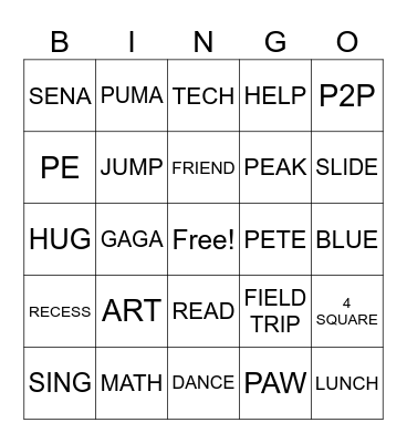 Puma Pete's Bingo Card