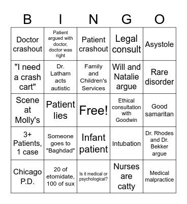 Chicago Med S4 Bingo Card