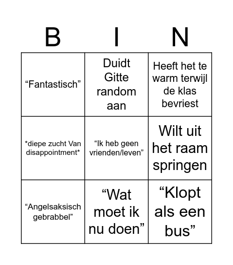 Debois bingo Card
