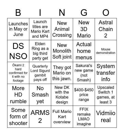 April 2 Bingo Card