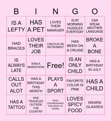 MORNING HUDDLE BINGO Card