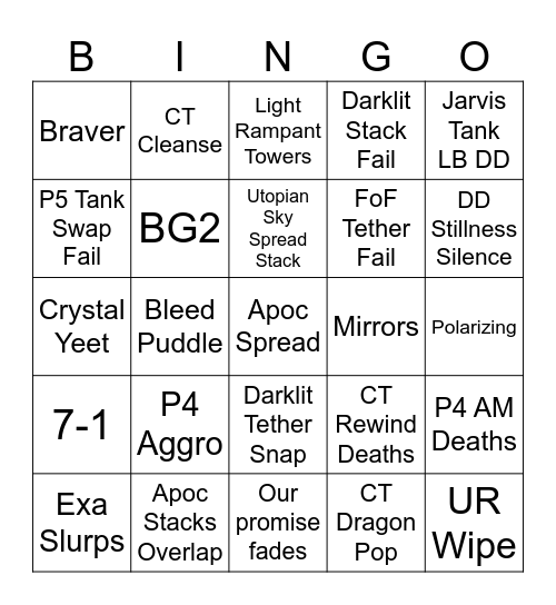 FRU Bingo Card