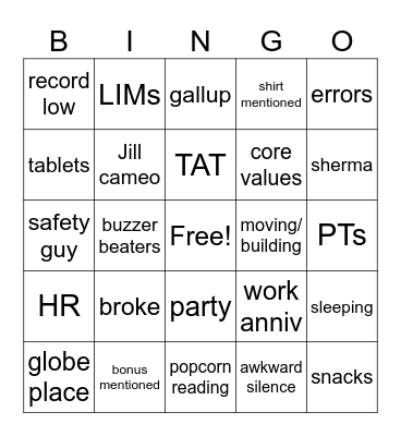 All Aboard 1/23/25 Bingo Card