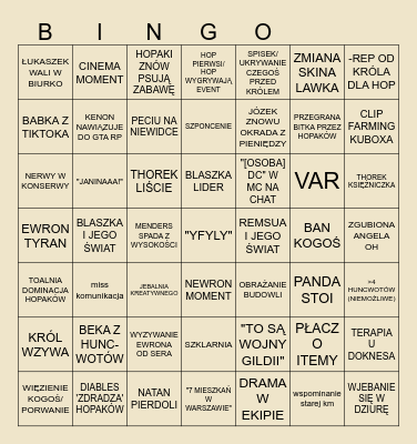 BINGO HOPAKÓW NA YFL Bingo Card