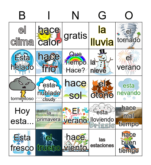El Tiempo /  WEATHER Bingo Card