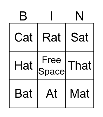 At Word Family Bingo Card