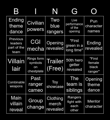 Gozyuger Press Conference Bingo Card