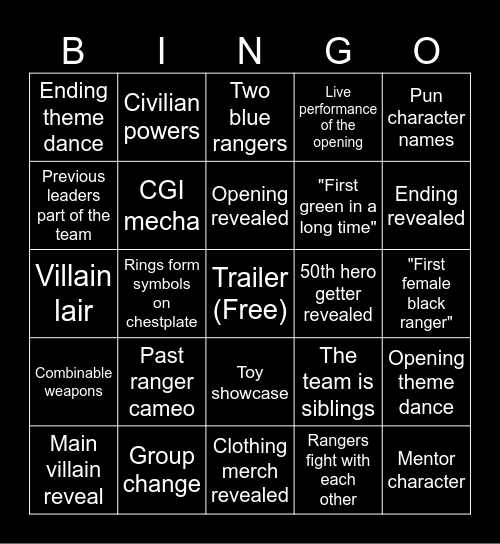 Gozyuger Press Conference Bingo Card