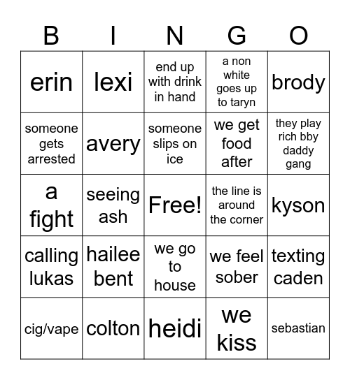 ah funk Bingo Card