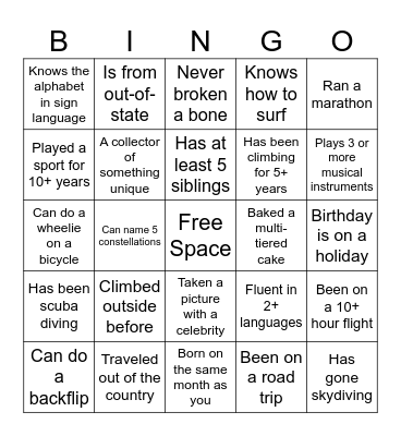 Speed-dating Bingo! Bingo Card