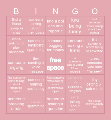 discord.gg/selfcare Bingo Card