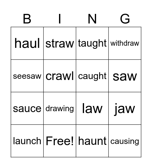 AW, AU, AUGH Bingo Card