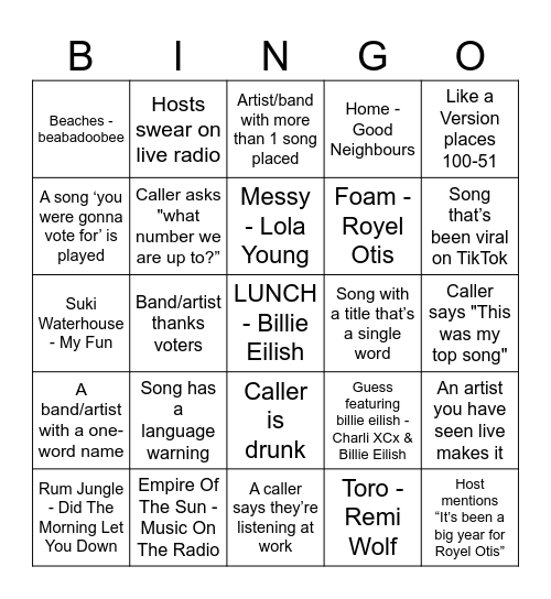 Steph Bingo Card
