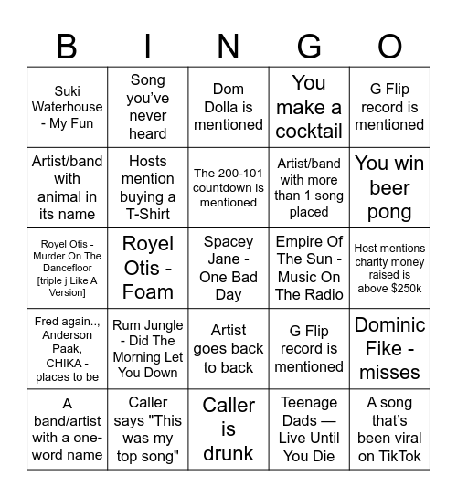 Nathan Bingo Card