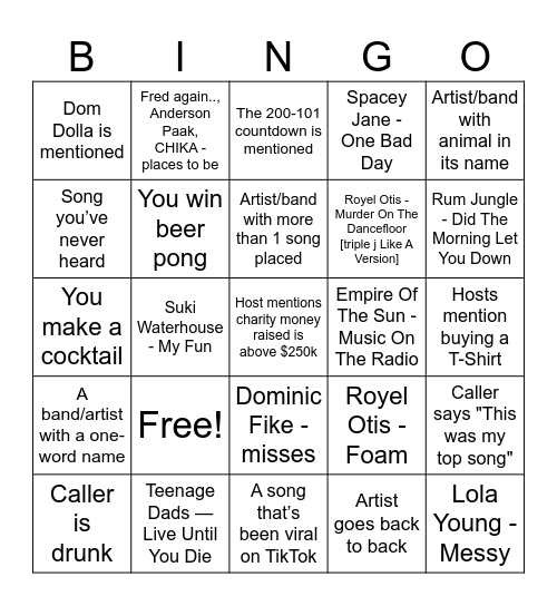 Nathan Bingo Card