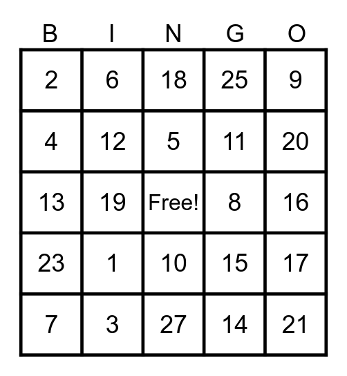 LISTEN! LISTEN! LISTEN! Bingo Card