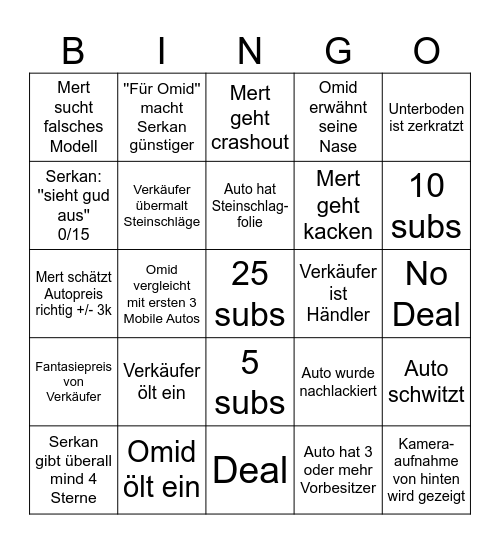 Omid Kauft Bingo Card