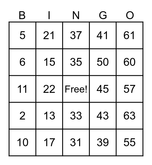 Blue Ribbon Bingo Card