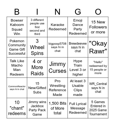 OfficialRPJimmy Birthday Bingo (Each Space adds $4 for March Bingo Giveaway) Bingo Card