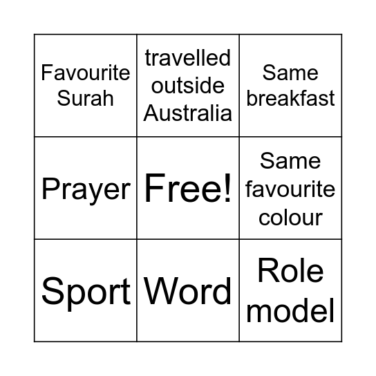 FIND SOMEONE WHO HAS ........ Bingo Card