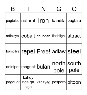 Science Bingo Game Bingo Card