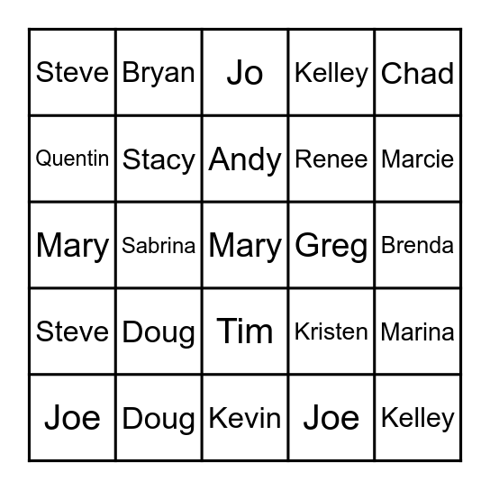 BC Crew Name Music Bingo Card