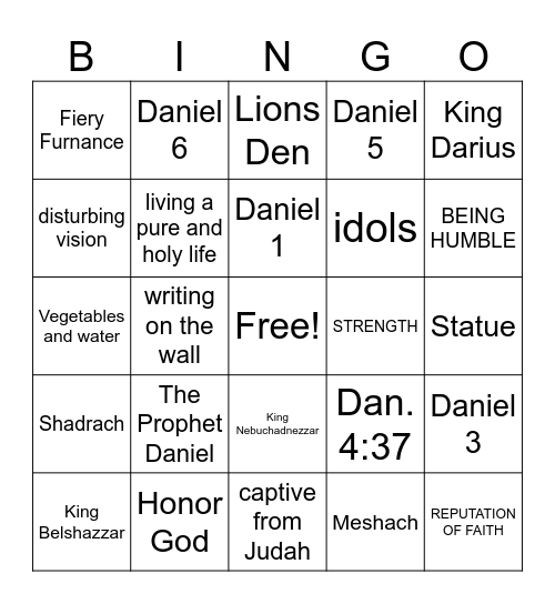 The Book of Daniel Bingo Card