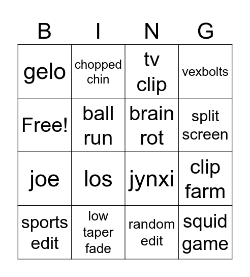 Untitled Bingo Card