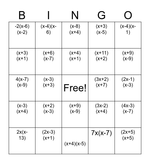 Factoring Bingo Card factoring-bingo-card