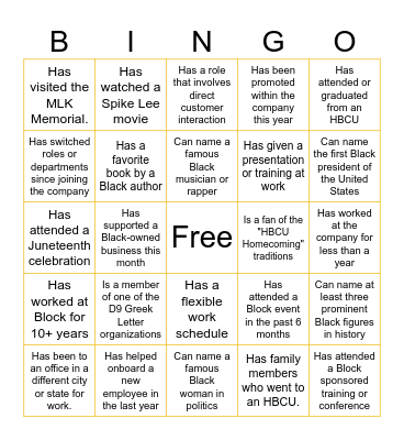 AfroBlock Social Bingo Card