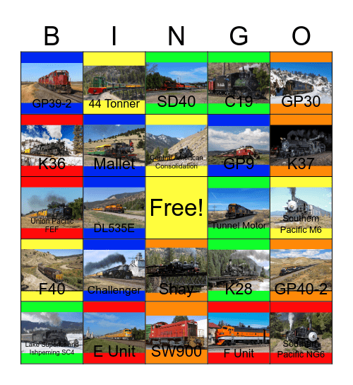 Colorado’s Scenic Tourist Lines Bingo Card