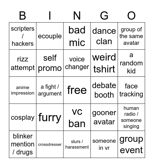 mic up bingo Card