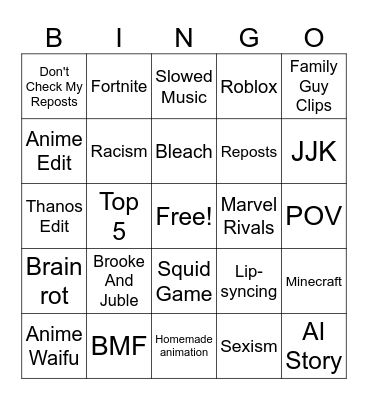 TT Bingo Card