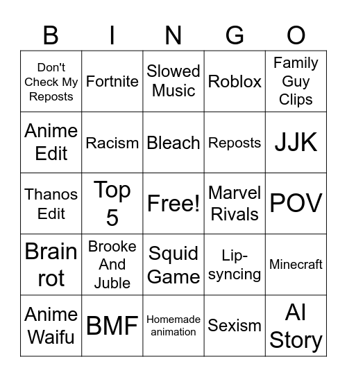 TT Bingo Card