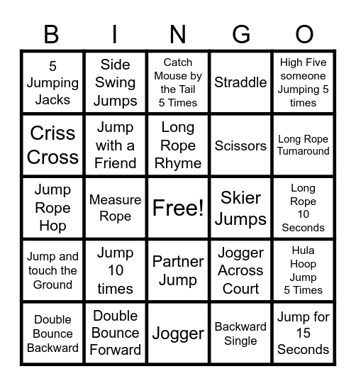 JUMP ROPE BINGO Card