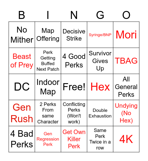 Chaos Shuffle Bingo Card