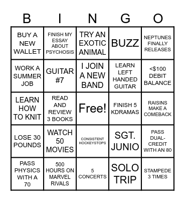 Joa bingo Card