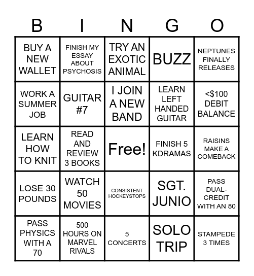 Joa bingo Card