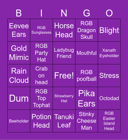 Hat Bingo Card