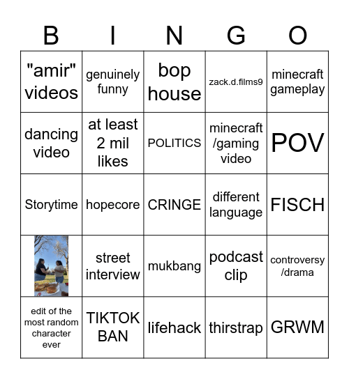 TIKTOK BINGO Card