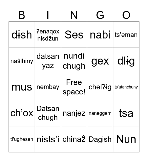 Tŝilhqot’in Animal Bingo! Bingo Card