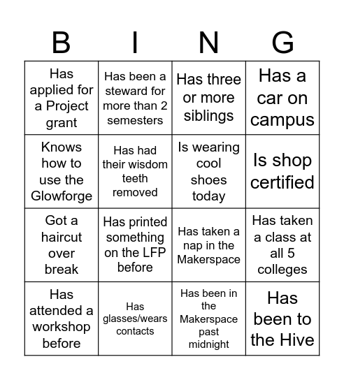 Steward BING! Bingo Card