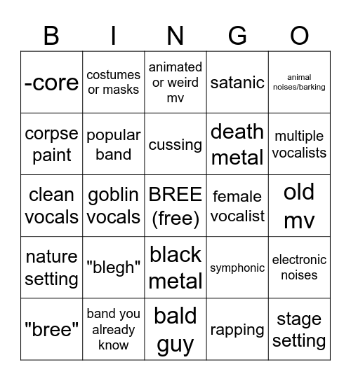 shut up this is for personal use Bingo Card