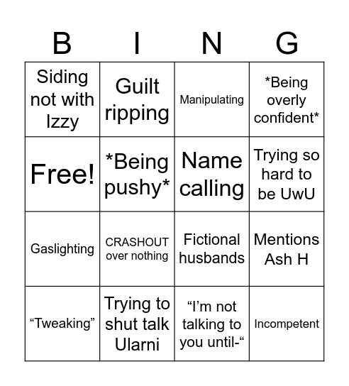 Lily core Bingo Card