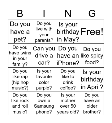 Do you?  Can you? Bingo Card