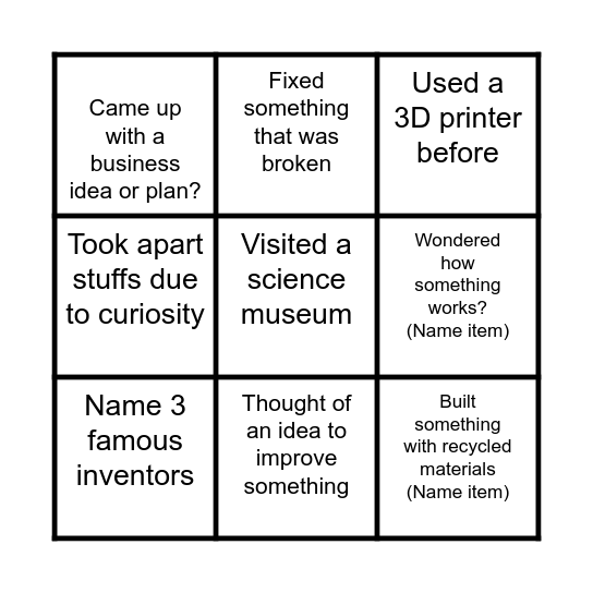 STEMIE BINGO Card