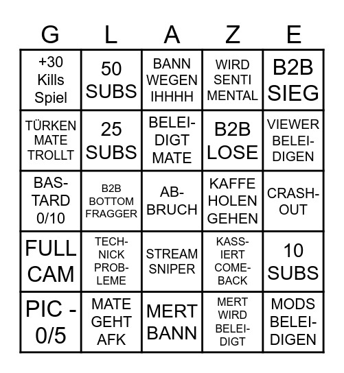MAUS CHALLENGE BINGO Card